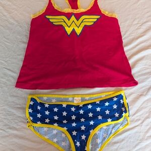 Red and Blue Wonder Woman Tank and Shorts Set